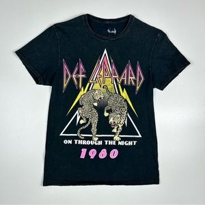 DEF LEPPARD Black Vintage Style Graphic T-shirt XS
